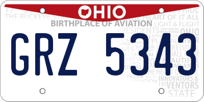 OH license plate GRZ5343