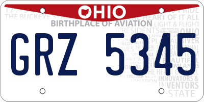 OH license plate GRZ5345