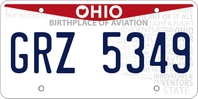 OH license plate GRZ5349