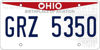 OH license plate GRZ5350