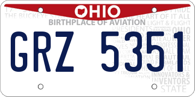 OH license plate GRZ5351