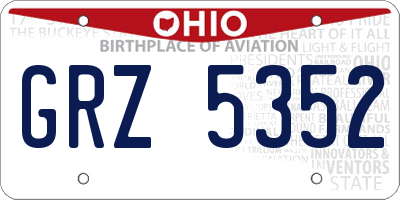OH license plate GRZ5352