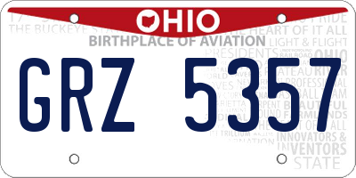 OH license plate GRZ5357