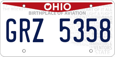 OH license plate GRZ5358
