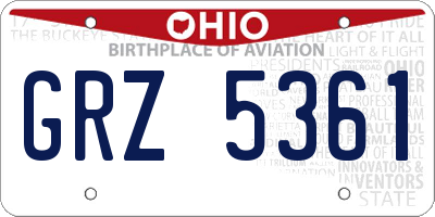 OH license plate GRZ5361
