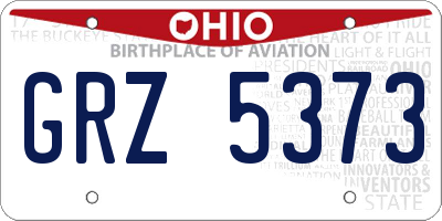 OH license plate GRZ5373