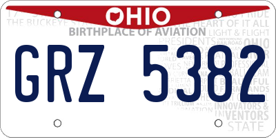 OH license plate GRZ5382