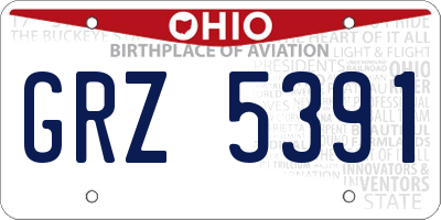 OH license plate GRZ5391