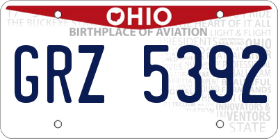 OH license plate GRZ5392