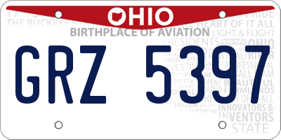 OH license plate GRZ5397