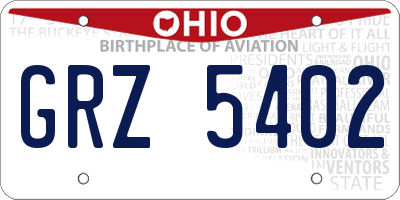OH license plate GRZ5402
