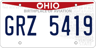 OH license plate GRZ5419