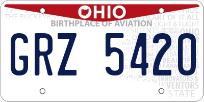 OH license plate GRZ5420