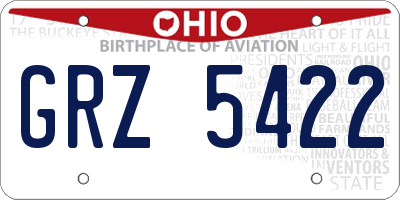 OH license plate GRZ5422