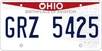 OH license plate GRZ5425