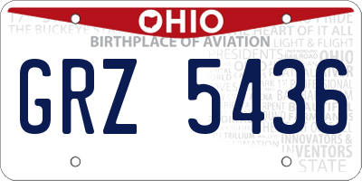 OH license plate GRZ5436