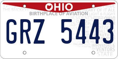 OH license plate GRZ5443