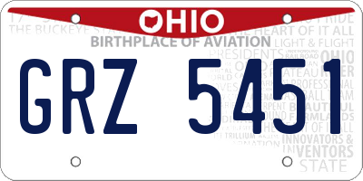 OH license plate GRZ5451