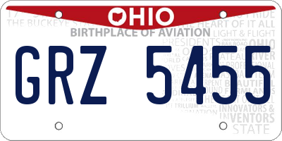 OH license plate GRZ5455