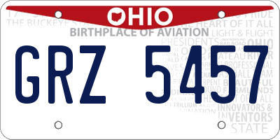 OH license plate GRZ5457