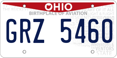 OH license plate GRZ5460