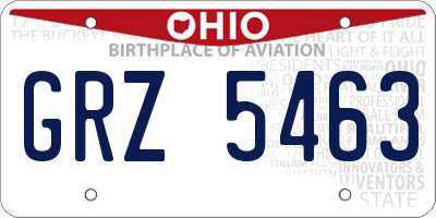 OH license plate GRZ5463