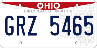 OH license plate GRZ5465