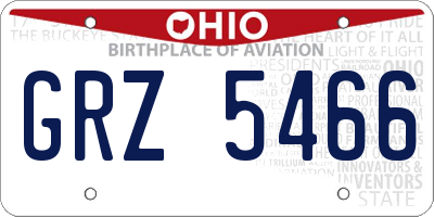 OH license plate GRZ5466