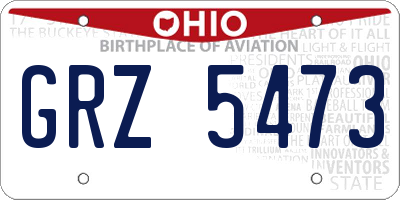 OH license plate GRZ5473