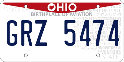 OH license plate GRZ5474