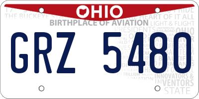 OH license plate GRZ5480