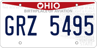 OH license plate GRZ5495