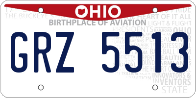 OH license plate GRZ5513
