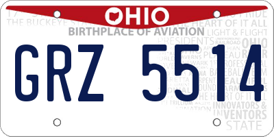 OH license plate GRZ5514