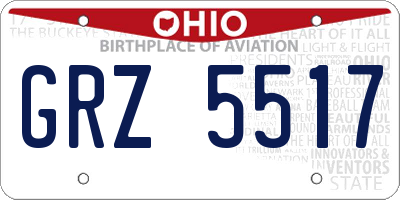 OH license plate GRZ5517