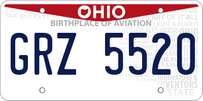 OH license plate GRZ5520