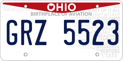 OH license plate GRZ5523