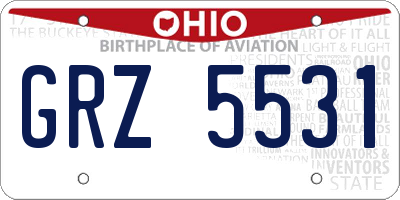 OH license plate GRZ5531