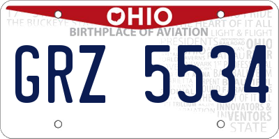 OH license plate GRZ5534