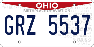 OH license plate GRZ5537