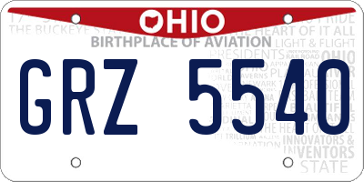 OH license plate GRZ5540