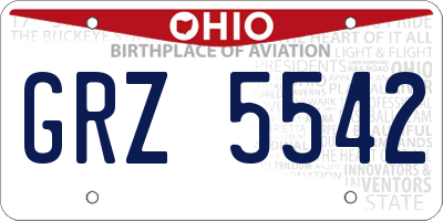 OH license plate GRZ5542