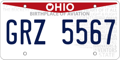 OH license plate GRZ5567