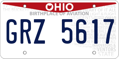 OH license plate GRZ5617