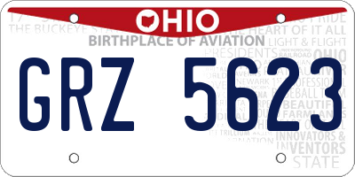 OH license plate GRZ5623