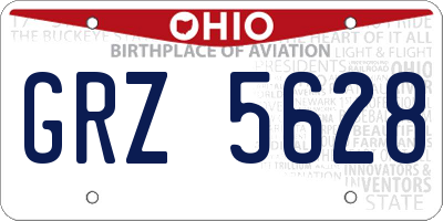 OH license plate GRZ5628