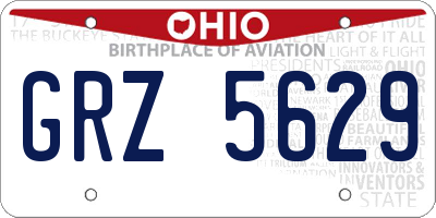 OH license plate GRZ5629