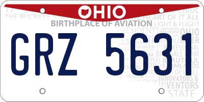 OH license plate GRZ5631