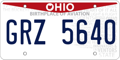 OH license plate GRZ5640