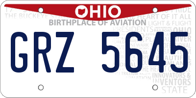 OH license plate GRZ5645